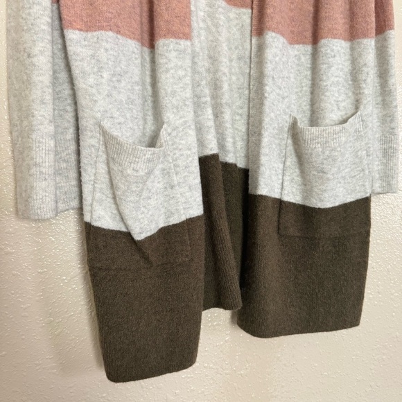 Madewell Alpaca Wool Blend Open Front Colorblock Cardigan Preppy Cozy Playful - Picture 5 of 7